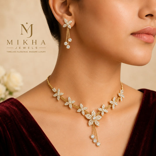 Elegant Jwellery Set – Diamond model Studded Jewellery Necklace for Girls & Womenं
