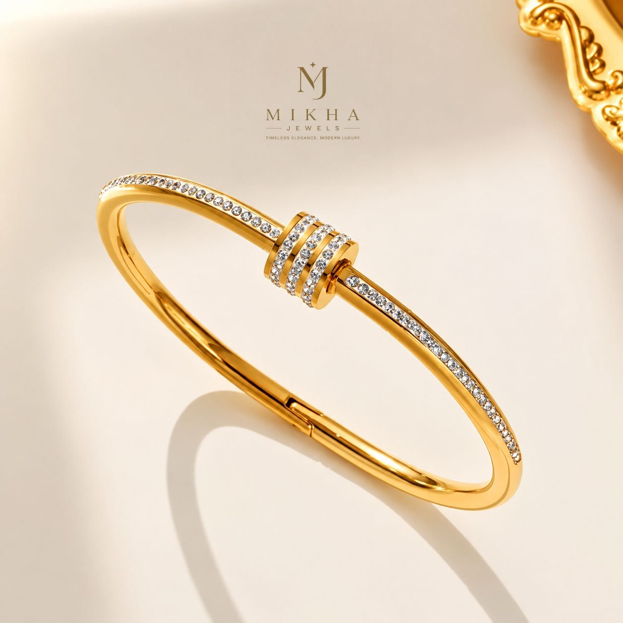 Gold plated America Diamond studded Bangle