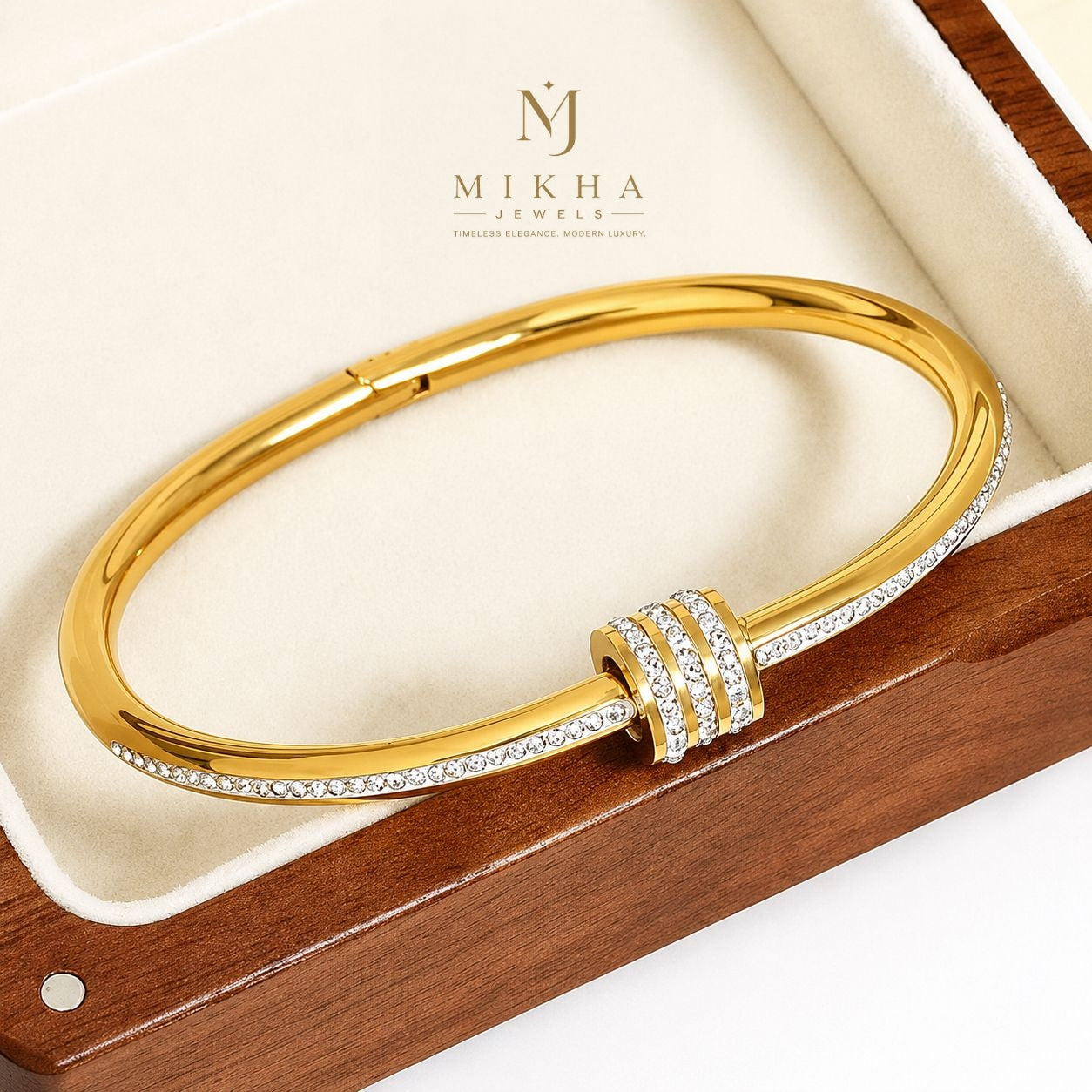 Gold plated America Diamond studded Bangle