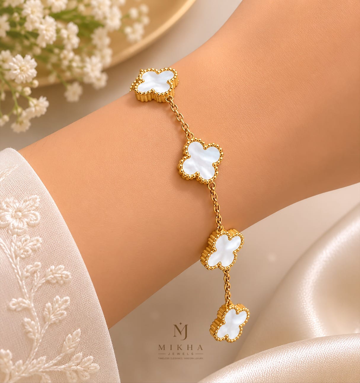 Stainless Steel Korean Gold Bracelet for Women (Pack of 2)