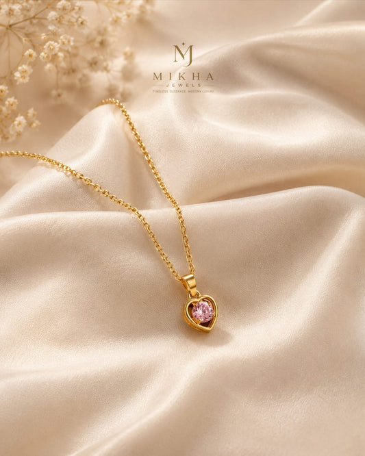 Pink Stone Jewellery Set Combo with Bracelet, Pendant Chain, Earrings & Ring for Women and Girls