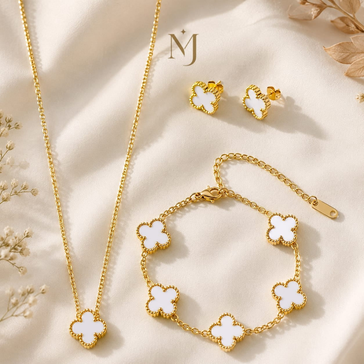 Necklace with earrings and bracelet for women and girls (3pcs set)