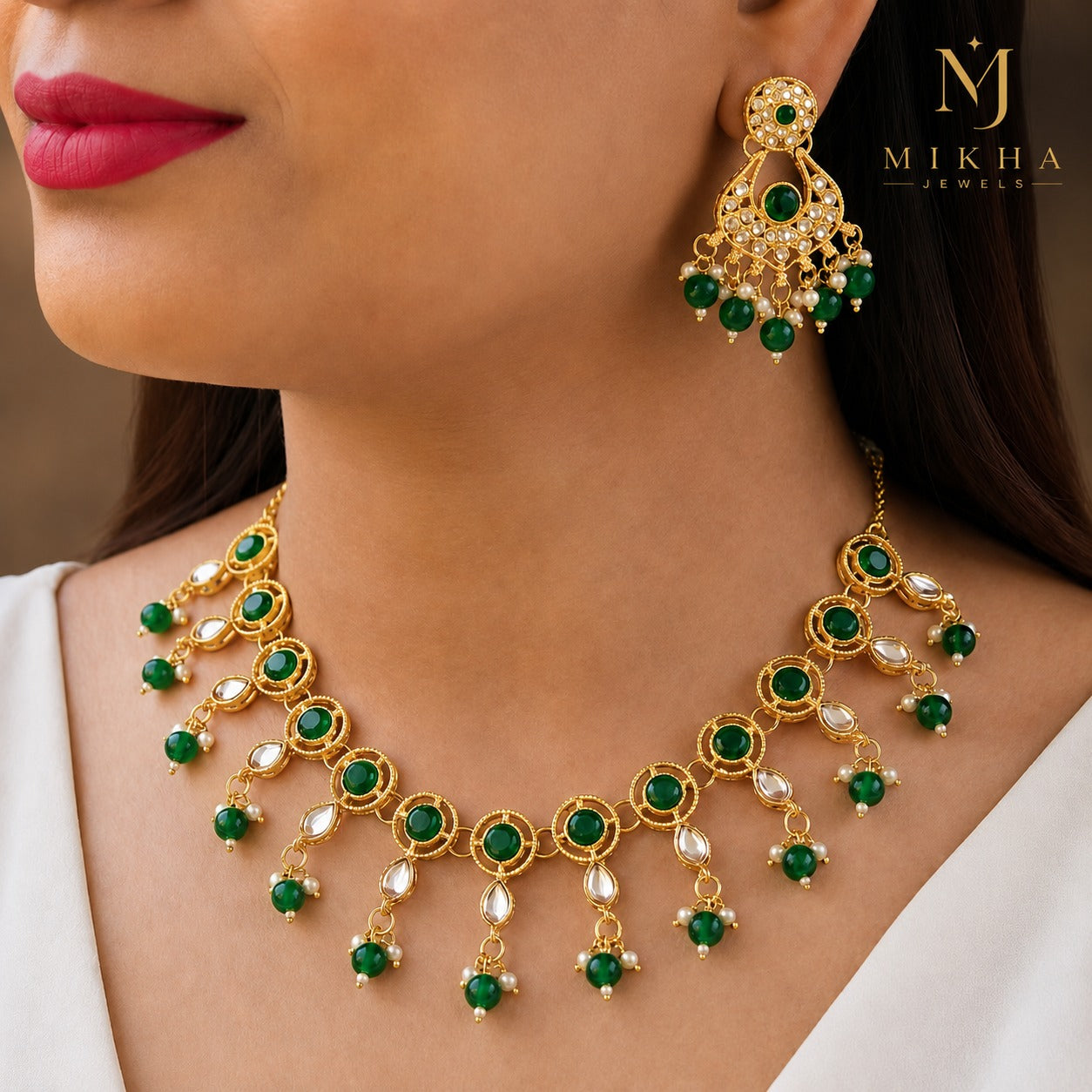 Brass Designer Rose Gold Plated Jewellery set