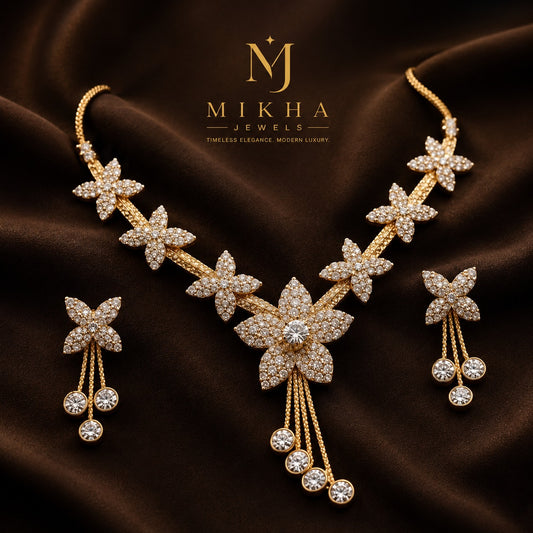 Elegant Jwellery Set – Diamond model Studded Jewellery Necklace for Girls & Womenं