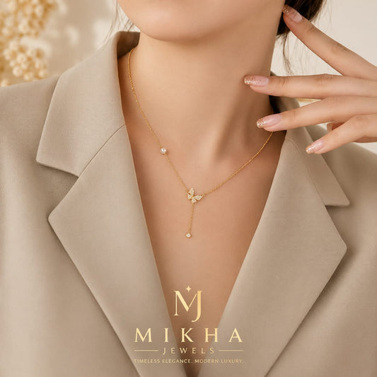 jewelry combo l korean butterfly necklace l butterfly pearl stud earring