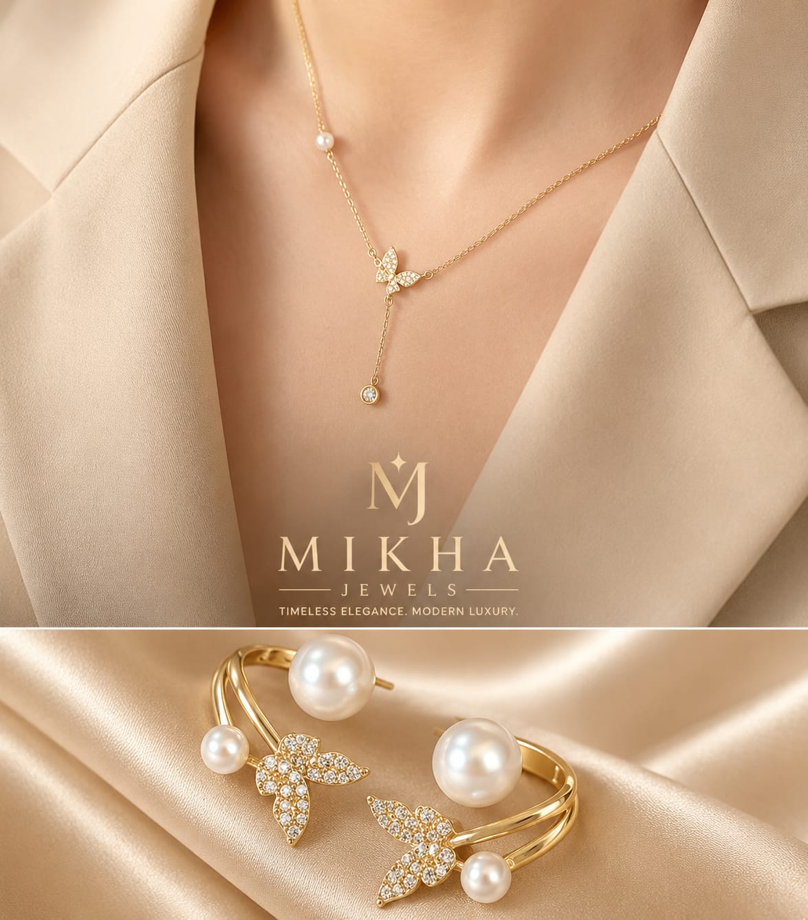 jewelry combo l korean butterfly necklace l butterfly pearl stud earring