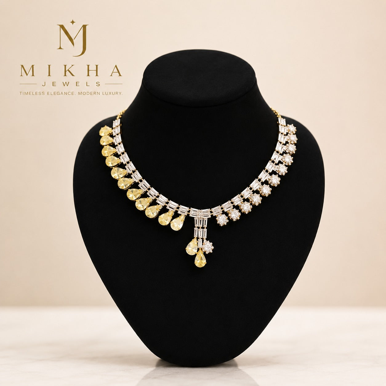 Modern Golden Teardrop Necklace Set